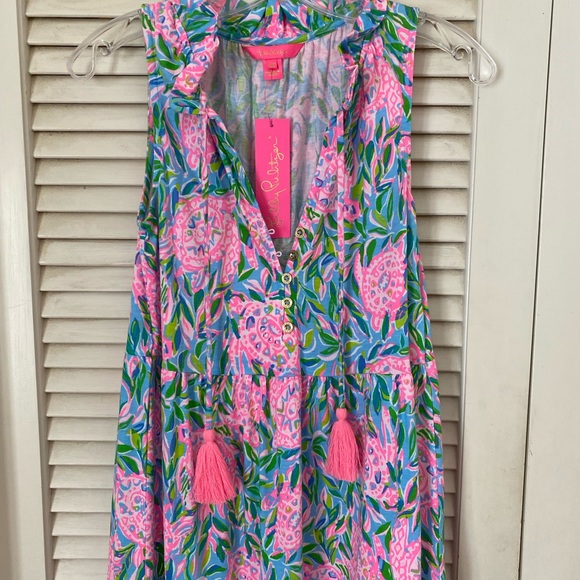 NWT. Lilly Pulitzer Malone Maxi Dress in Frenchie Blue Turtley in Love - Picture 6 of 8